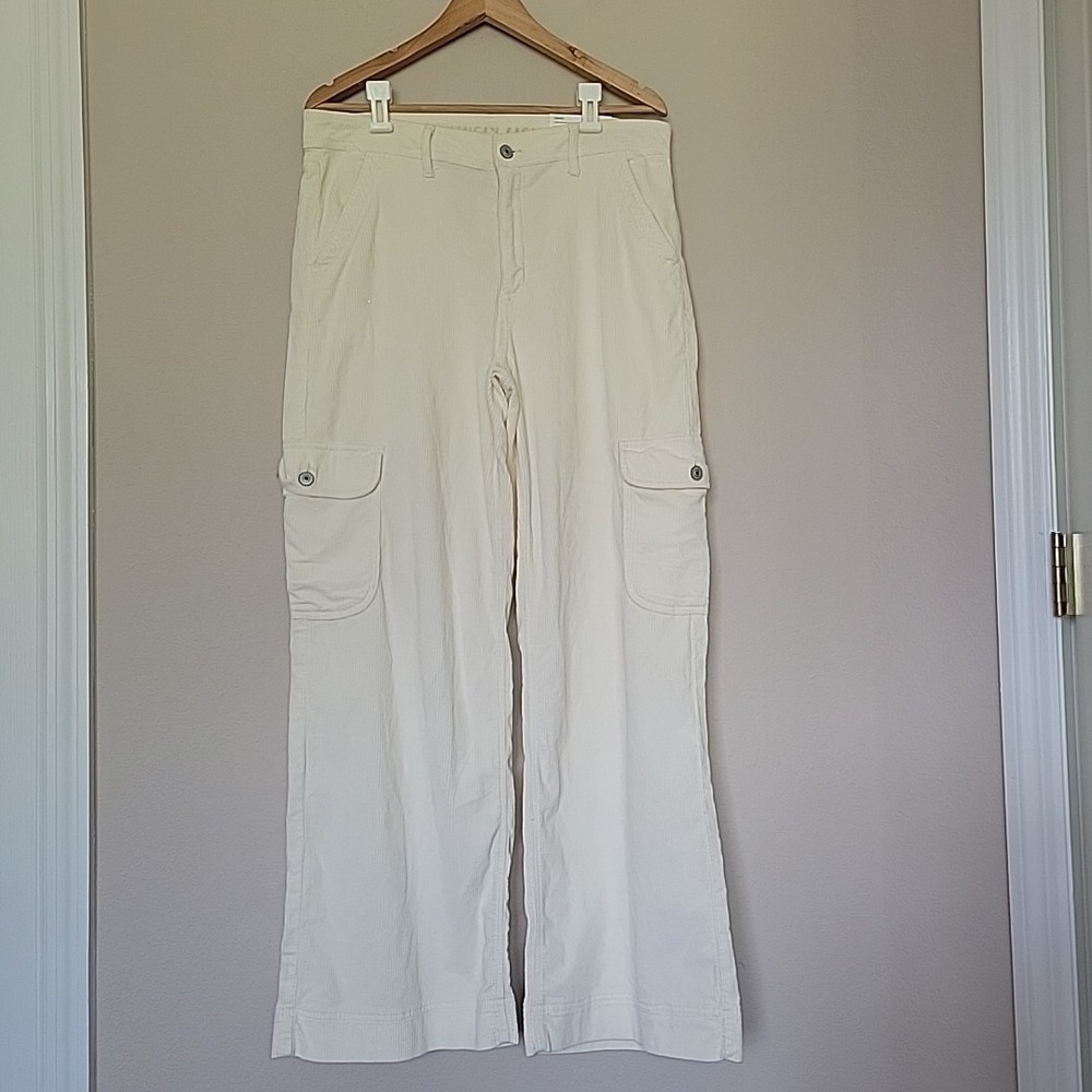 American Eagle Super High Rise Baggy Wide Leg Corduroy Pants Size 12 NWT Stretch